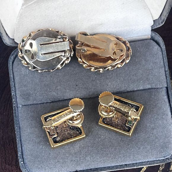 Vintage Clip On Earrings Set with Napier, Lisner, Agate Womens Mid Century - Picture 4 of 7